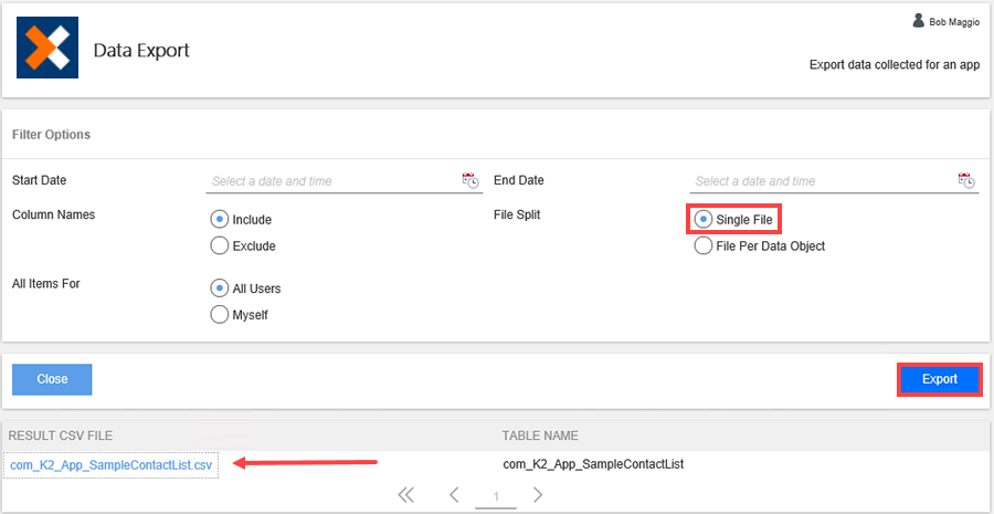 Export Single File Report