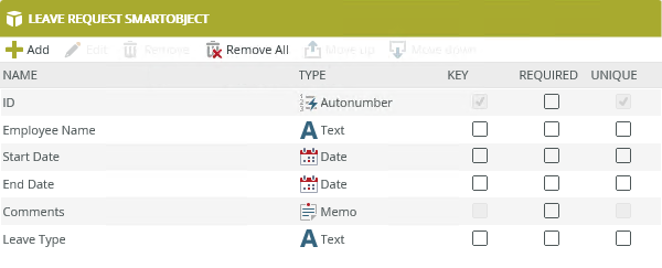 Leave Request SmartObject