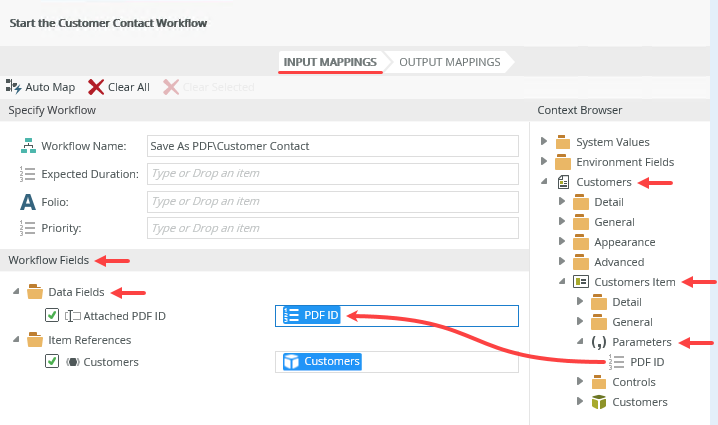 Map Parameter to Data Field