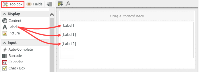 Add Label Controls