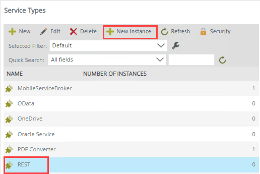 Adding a New Service Instance