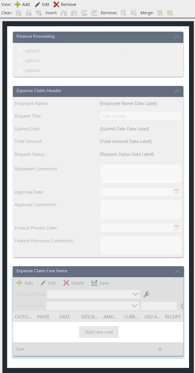 Expense Claim Form Views