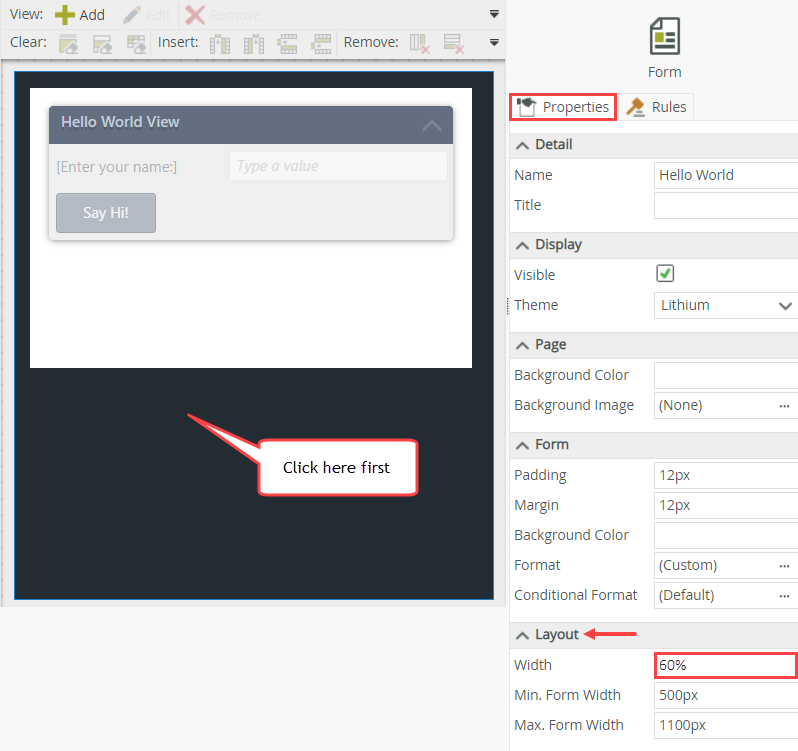 Setting Form Width