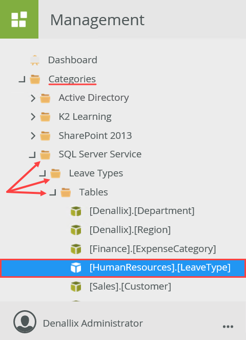 Locating the Leave Types SmartObject in the Categories Menu