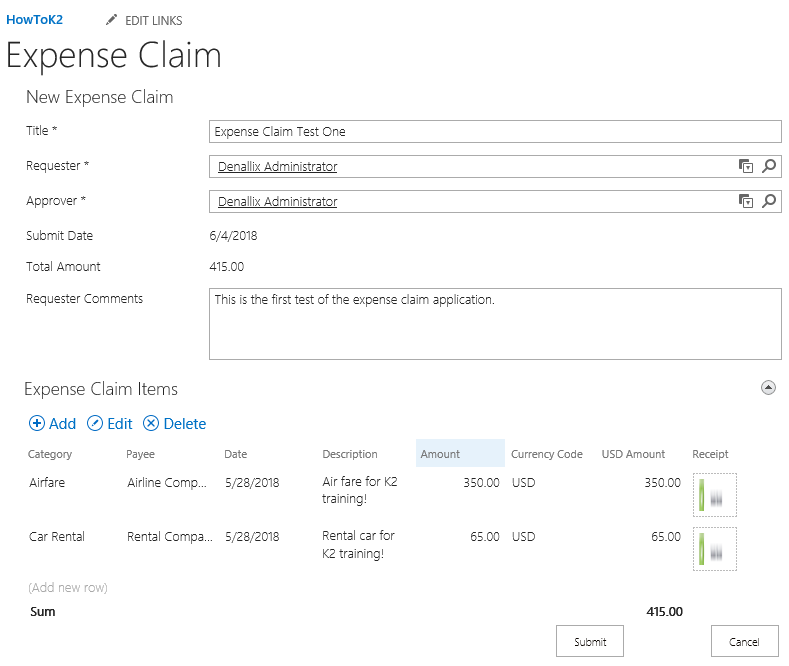 New Expense Claim Form