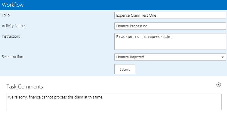 Finance Processing Form