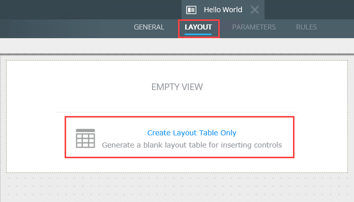 Create Layout Table Only