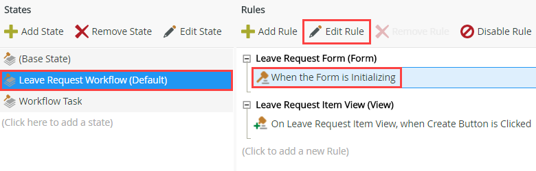 Edit the Form Initializing Rule