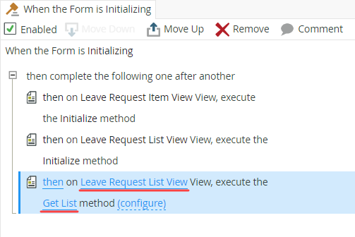 Execute a View Method View and Method Configuration