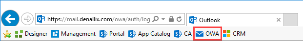 Accessing Outlook Web Access from the Favorites Bar