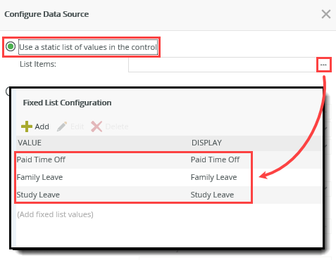 Enter Static Values