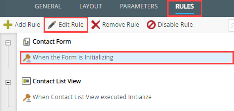 Edit Form Initializing Rule