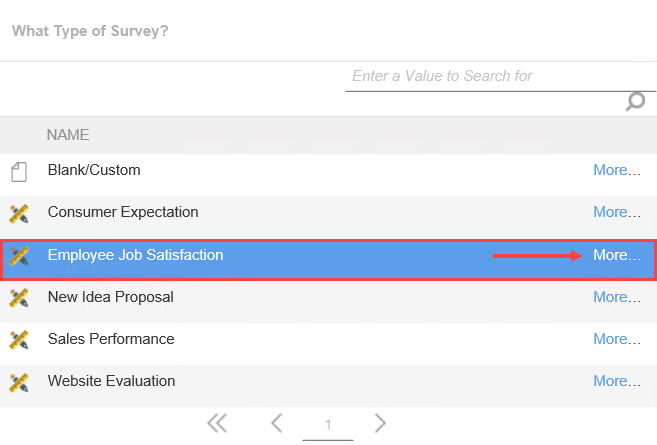 Select Survey Template