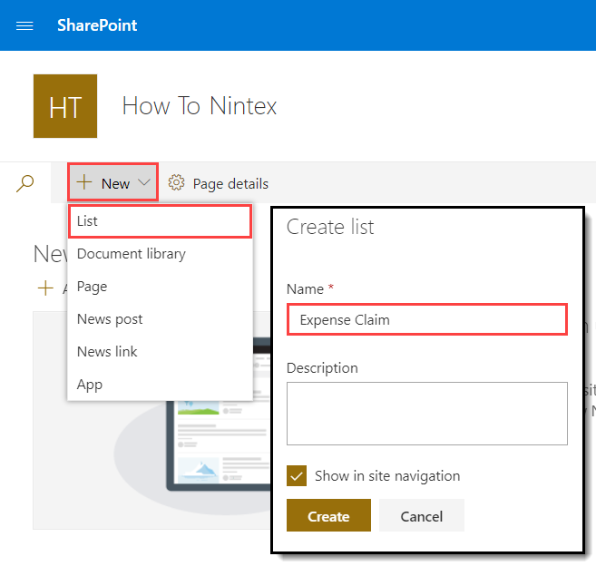 Create Expense Claim List