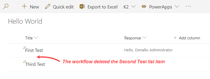 Workflow Deleted List Item