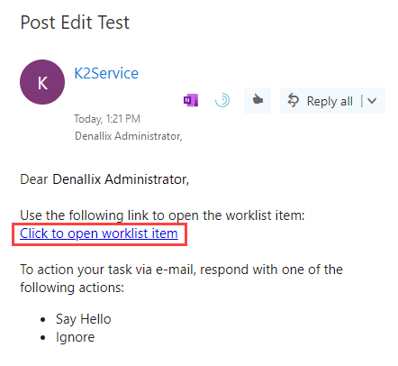 Worklist Item Link in Email