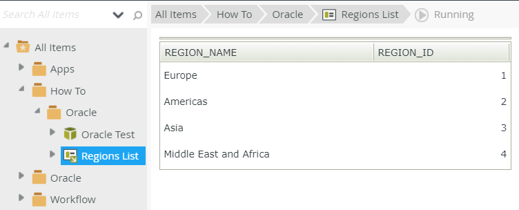 Data Returned from an Oracle Table