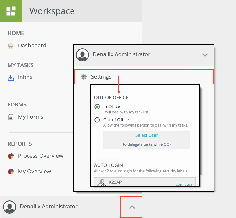 K2 Workspace Settings