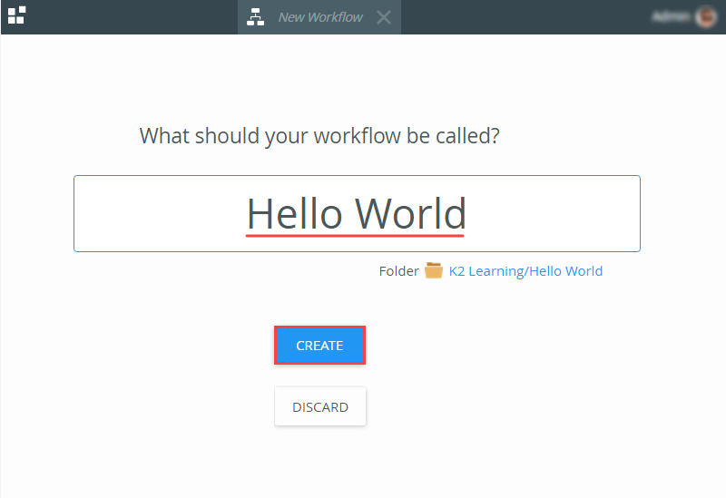 Naming a New Workflow