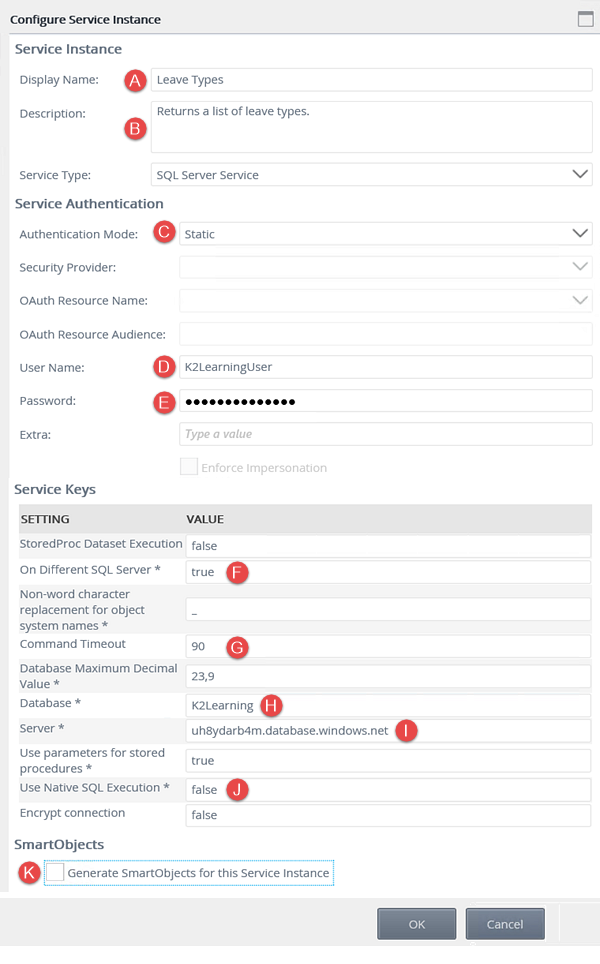 The Leave Type Service Instance Configuration