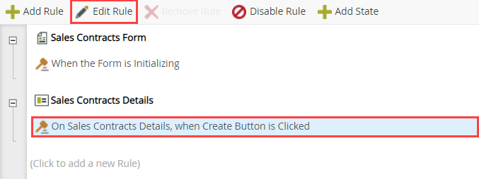 Edit Create Button Clicked Rule