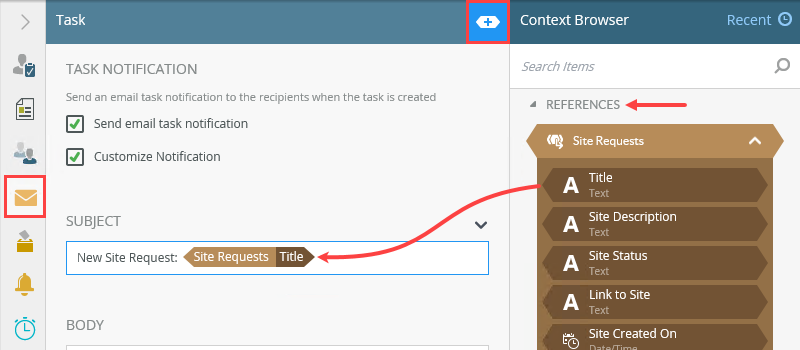 Using a SmartObject Reference in an Email Subject Line