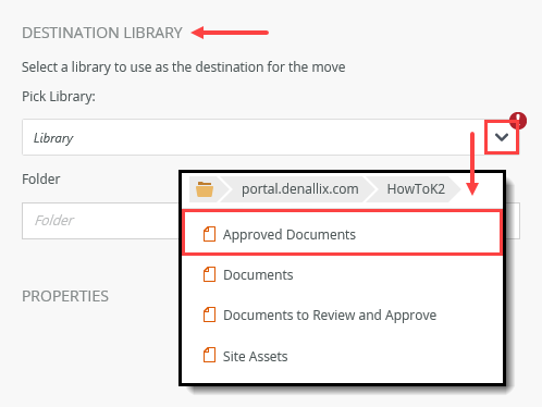 Move Document Destination Library