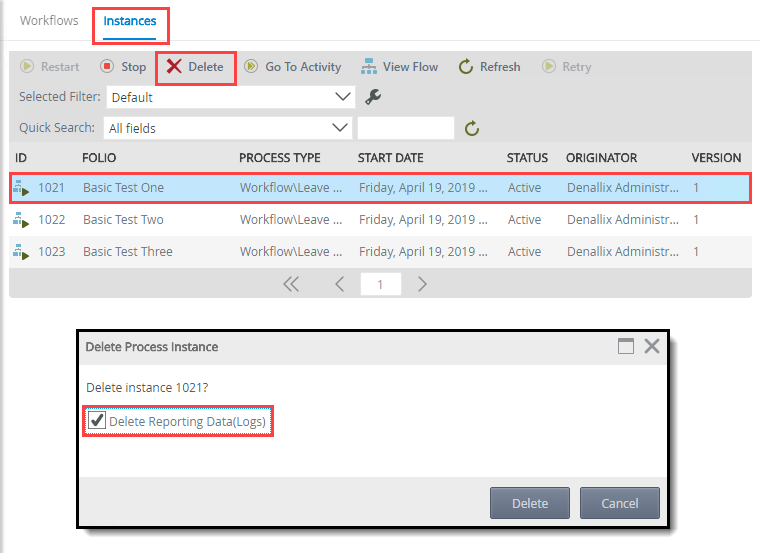 Delete Process Instances