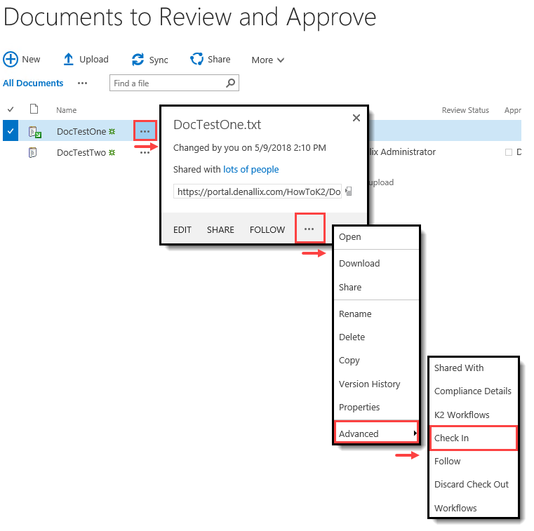 Check In Documents