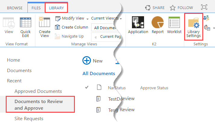 Delete Documents to Review and Approve library