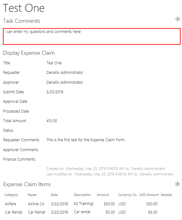 Display Form with Editable Comments View