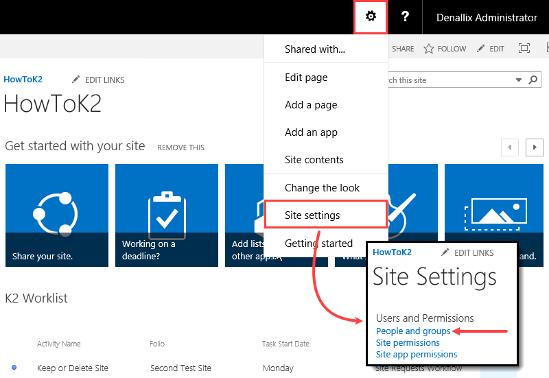 Site Settings - People and Groups