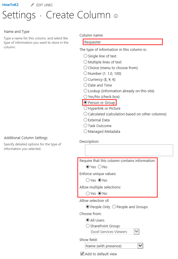 Requester Properties