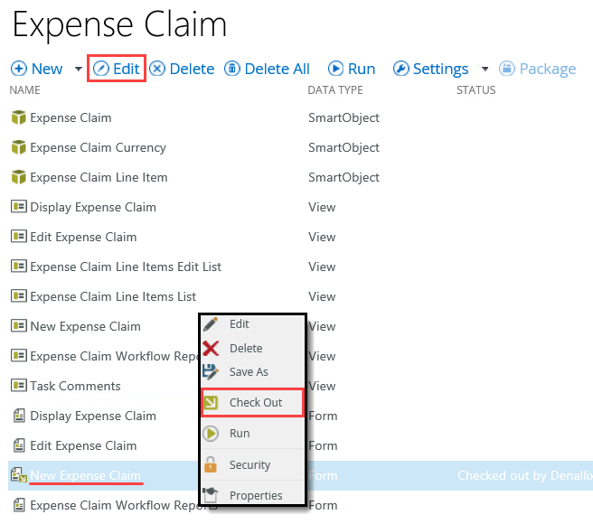 Edit New Expense Claim Form