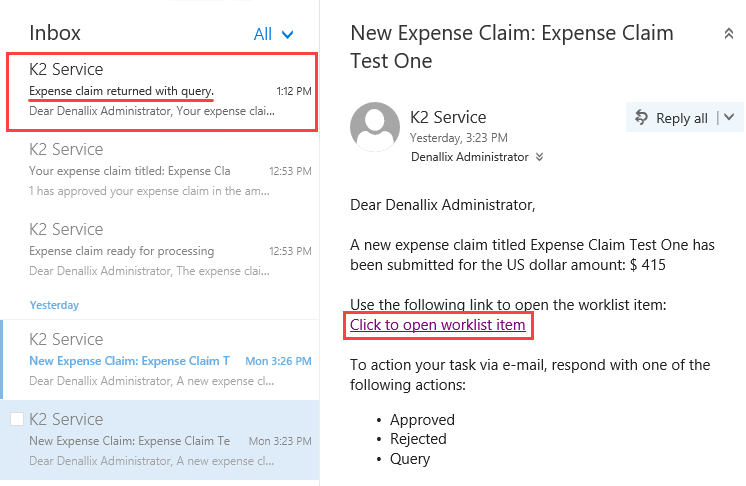 Queried Claim Email