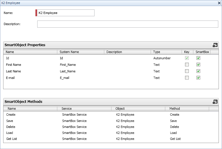 K2 Employee SmartObject 