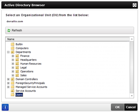 AD Wizard - Create User Event - AD Browser Organizational Unit