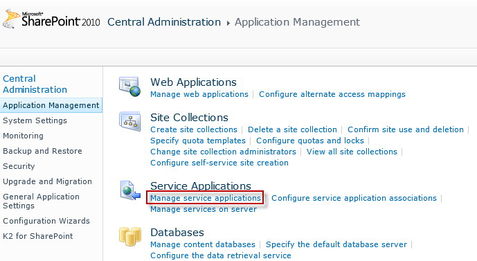 SharePoint Central administration