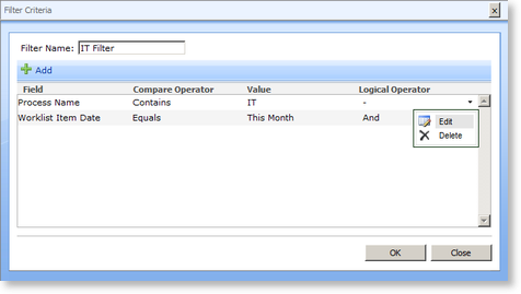 FilterCriteriaItem dialog box