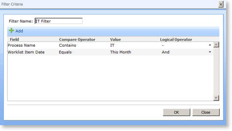 FilterCriteriaItem dialog box