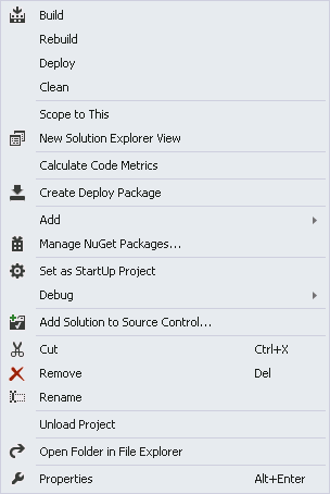 Solution Explorer Context Menu