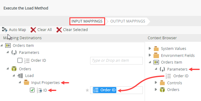 Map Parameter to Input Property ID