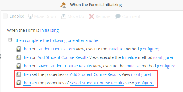 Second View Properties Action