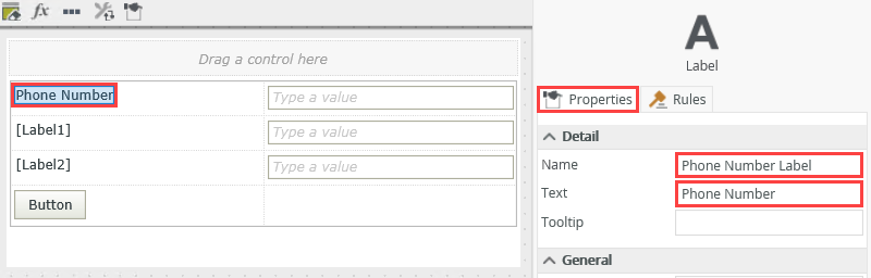 Name and Text Values