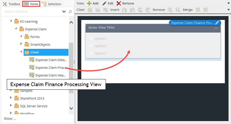 Add View to Form Design Canvas