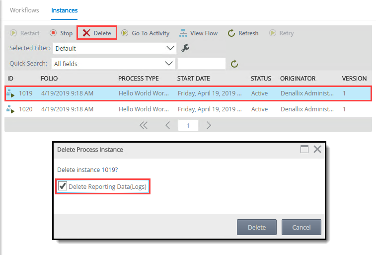 Delete Process Instance