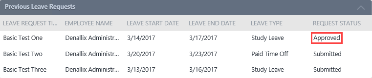 Updated Previous Leave Requests