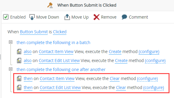 Clear View Rule Actions