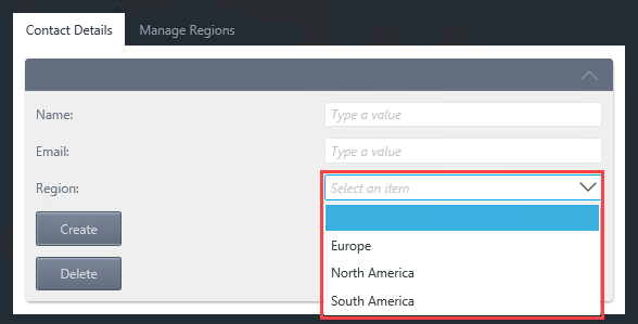 Regions Drop-Down List