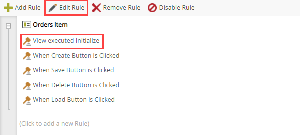Edit View Initialize Rule